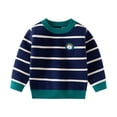 thumbnail image 1 of Paokuoon Toddler Boys Sweater Knit Pullover for Kids 2-7 Years Crew Neck Long Sleeve Striped for Fall Winter, 1 of 9