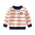 thumbnail image 1 of Paokuoon Toddler Boys Sweater Knit Pullover for Kids 2-7 Years Crew Neck Long Sleeve Striped for Fall Winter, 1 of 9