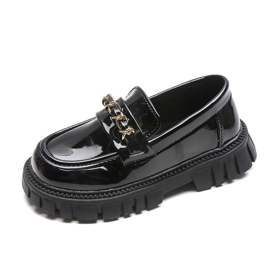 Paokuoon Toddler Girls Leather Shoes Little Kids Girls Loafers School Uniform Flats for Girls Thick Non-slip Sole Casual Shoes Mary Jane Dress Shoes