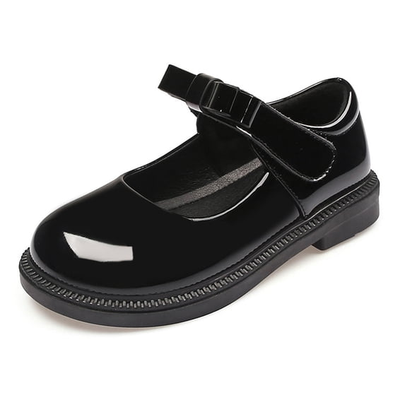 Paokuoon Toddler Girls Leather Shoes Mary Jane Dress Shoes Little Kids Girls Loafers School Uniform Flats for Girls Thick Non-slip Sole Casual Shoes