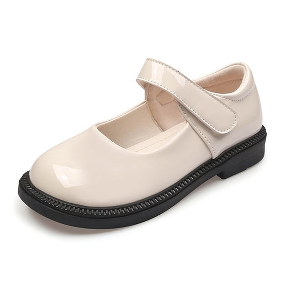 Paokuoon Toddler Kids Girls Leather Shoes Mary Jane Dress Shoes Thick Non-slip Sole Casual Shoes Little Kids Girls Loafers School Uniform Flats for Girls