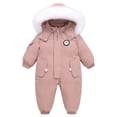 thumbnail image 1 of Paokuoon Toddler Kids Snowsuit Winter for 2-6 Years Down Cotton Hooded Unisex Solid Color Romper, 1 of 9