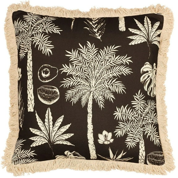 Paoletti Colonial Fringed Palm Tree Throw Pillow Cover