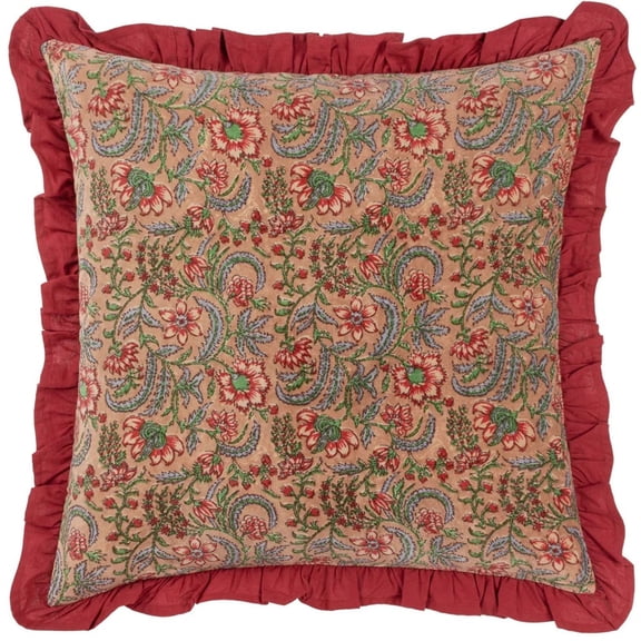 Paoletti Haven Cotton Velvet Floral Throw Pillow Cover