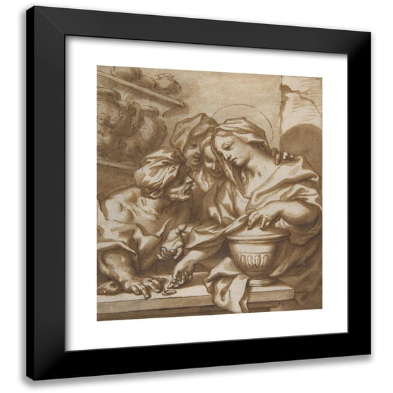 Paolo Gerolamo Piola 15x17 Black Modern Framed Museum Art Print Titled - Mary Magdalen Buying Ointment (1666-1724)