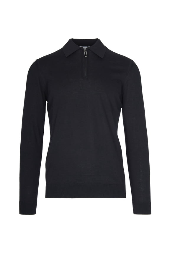 Fine Virgin Wool Polo Sweater With Half-Zip Closure (Men's)