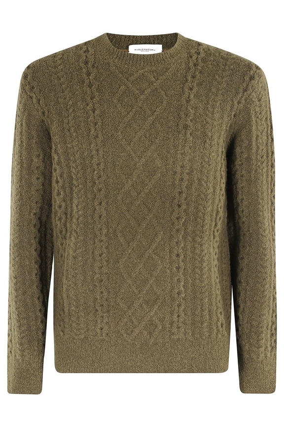 Textured Cable Knit Sweater In Olive Green (Men's)