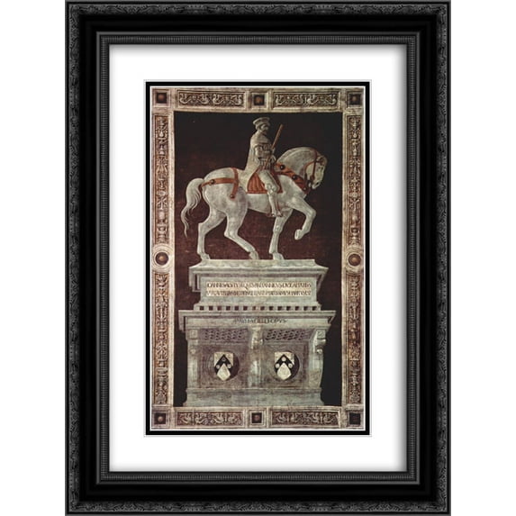 Paolo Uccello 2x Matted 18x24 Black Ornate Framed Art Print 'Equestrian Monument of Sir John Hawkwood'