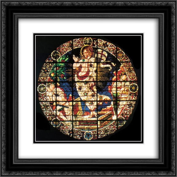 Paolo Uccello 2x Matted 20x20 Black Ornate Framed Art Print 'Oculus depicting The Resurrection'