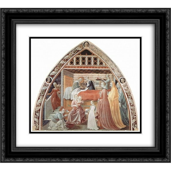 Paolo Uccello 2x Matted 22x20 Black Ornate Framed Art Print 'MariaáBirtháScene'