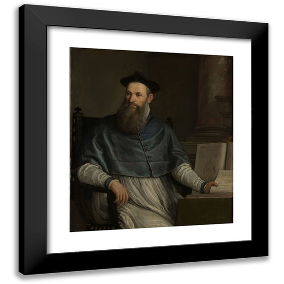 Paolo Veronese 12x14 Black Modern Framed Museum Art Print Titled - Portrait of Daniele Barbaro (1556 - 1562)