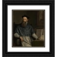 thumbnail image 1 of Paolo Veronese 20x22 Black Ornate Framed Double Matted Museum Art Print Titled: Portrait of Daniele Barbaro (1556 - 1562), 1 of 5