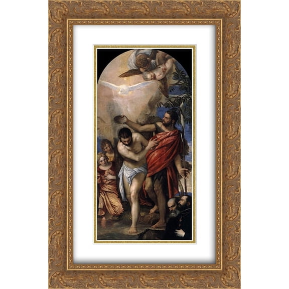 Paolo Veronese 2x Matted 16x24 Gold Ornate Framed Art Print 'Baptism of Christ'