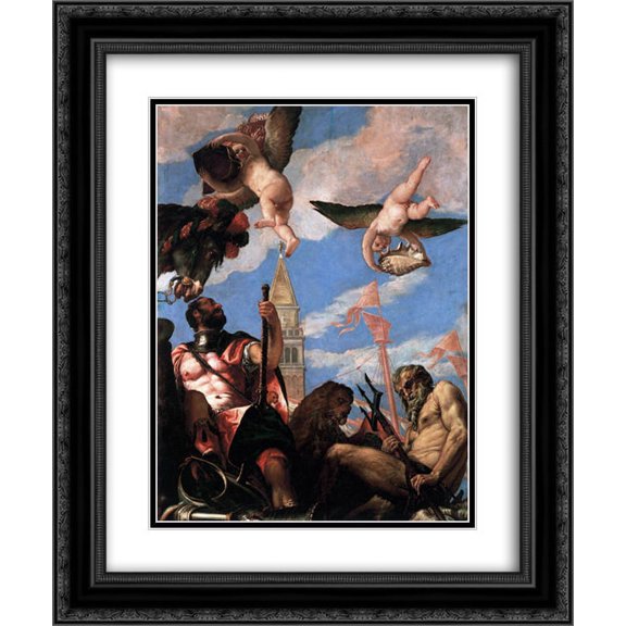 Paolo Veronese 2x Matted 20x24 Black Ornate Framed Art Print 'Mars and Neptune'