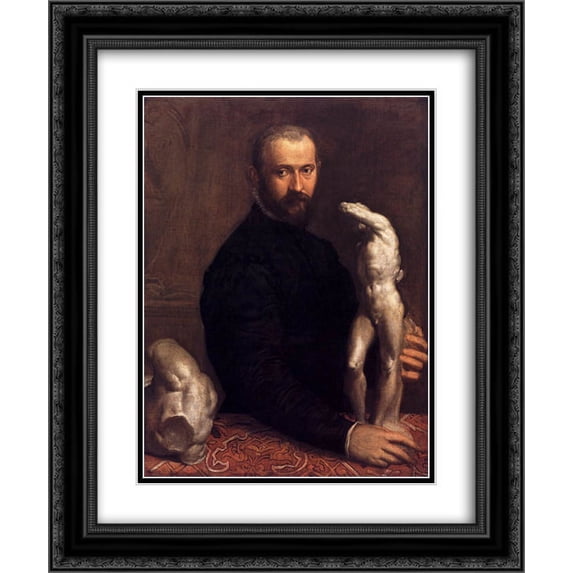 Paolo Veronese 2x Matted 20x24 Black Ornate Framed Art Print 'Portrait of Alessandro Vittoria'