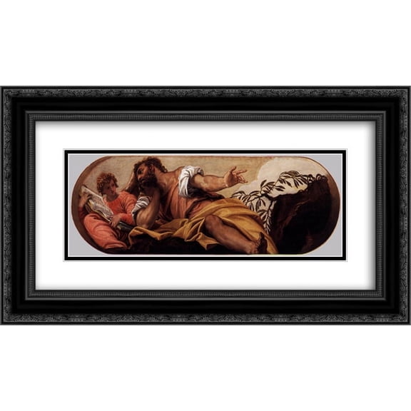 Paolo Veronese 2x Matted 24x14 Black Ornate Framed Art Print 'St Matthew'