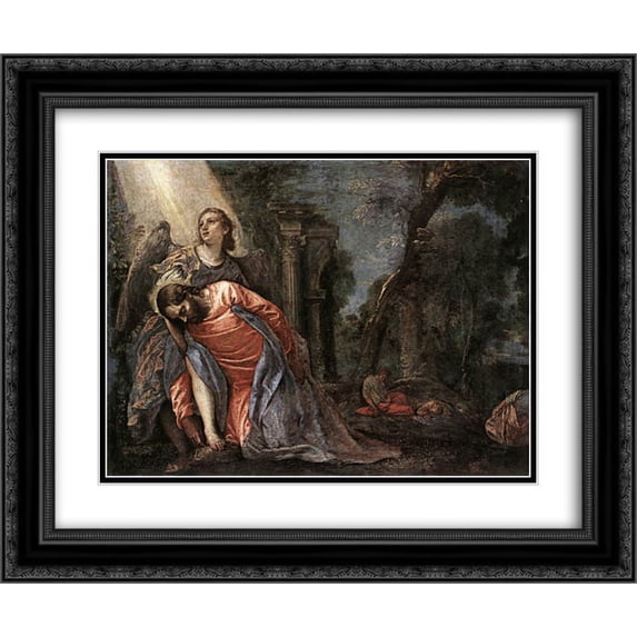 Paolo Veronese 2x Matted 24x20 Black Ornate Framed Art Print 'Christ in the Garden Supported by an Angel'