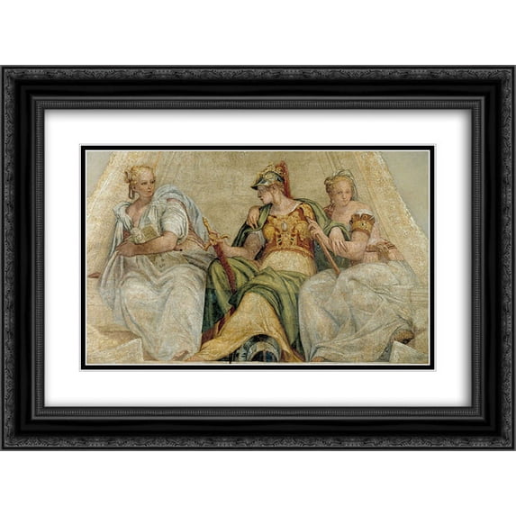 Paolo Veronese 2x Matted 24x20 Black Ornate Framed Art Print 'Minerva between the Geometry and Arithmetic'