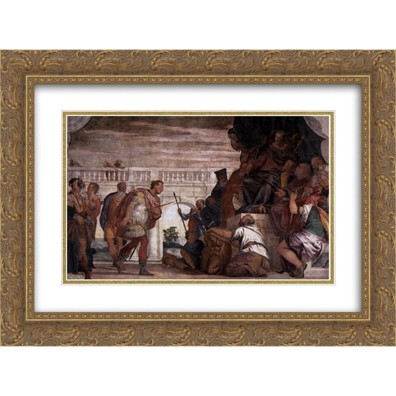 Paolo Veronese 2x Matted 24x20 Gold Ornate Framed Art Print 'St Sebastian Reproving Diocletian'