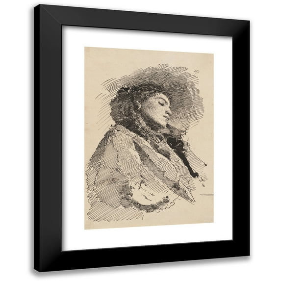 Paolo Vetri 11x14 Black Modern Framed Museum Art Print Titled - Young Woman Asleep (1870s)