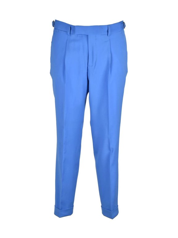 Virgin Wool Tailored Trousers - Light Blue (Men's)