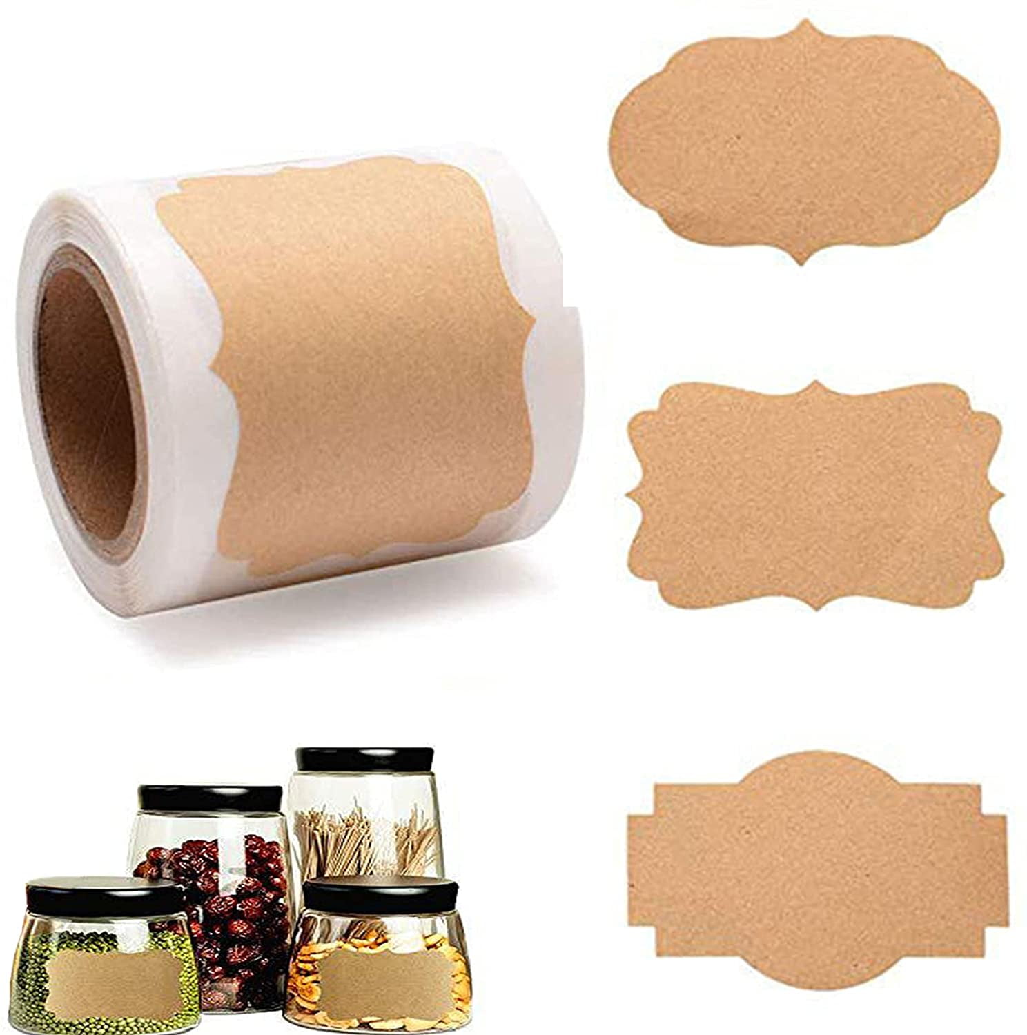 Paota 300 Pieces Vintage Kraft Label, Self Adhesive Labels, Kraft Paper