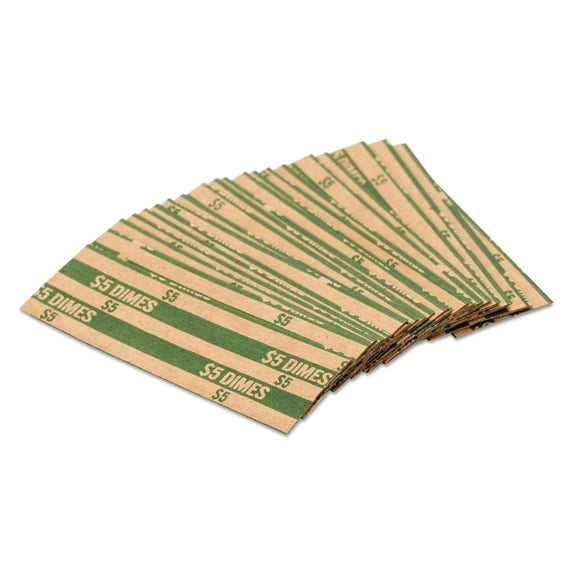 Pap-R Products, PQP30010, Flat Coin Wrappers, 1000 Per Box, Green