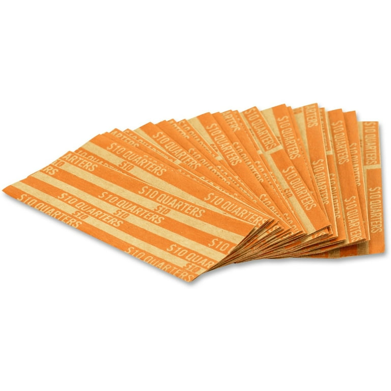 PAP-R Flat Coin Wrappers - Total $10 in 40 Coins of 25 Denomination - Heavy Duty - Paper - Kraft - 1000 / Box PAP-R Flat Coin Wrappers - Total $10 in 40 Coins of 25 Denomination - Heavy Duty - Paper - Kraft - 1000 / Box