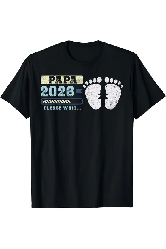 Papa 2026 Baby Announcement Expecting Father Proud Dad Unisex T-Shirt, up to size 5XL