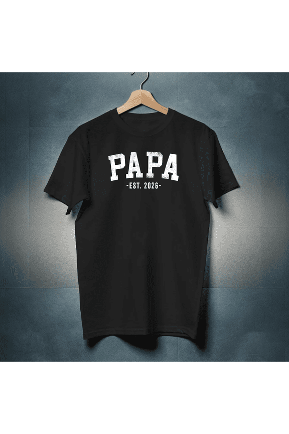 Papa 2026 Classic Bold Font Minimal Expecting Dad Unisex T-Shirt, up to size 5XL