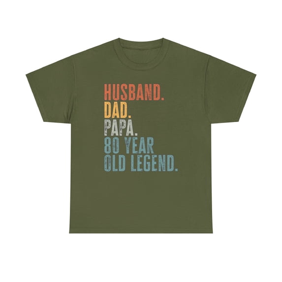 Papa 80th Birthday Fathers Day Shirt Gifts Tshirt Crew Neck Short Sleeve