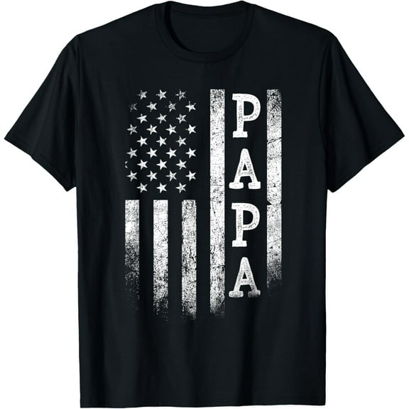 Papa American Flag Papa Gifts Patriotic Father's Day T-Shirt Tee