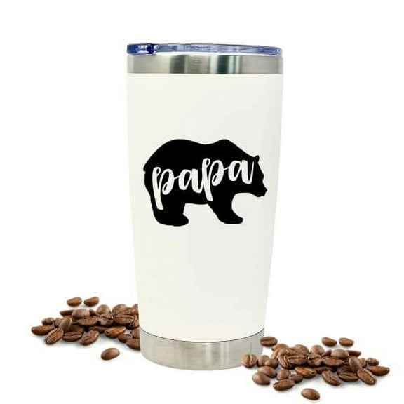 Papa Bear 20 oz White Tumbler for Dads