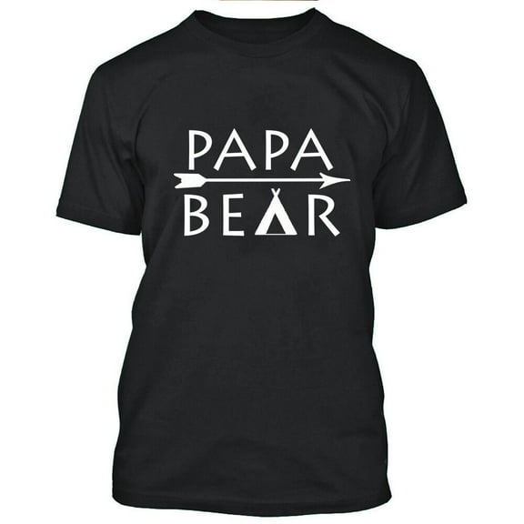 Papa Bear Arrow Printed Men's T-shirt Fathers Day Black Tee Small