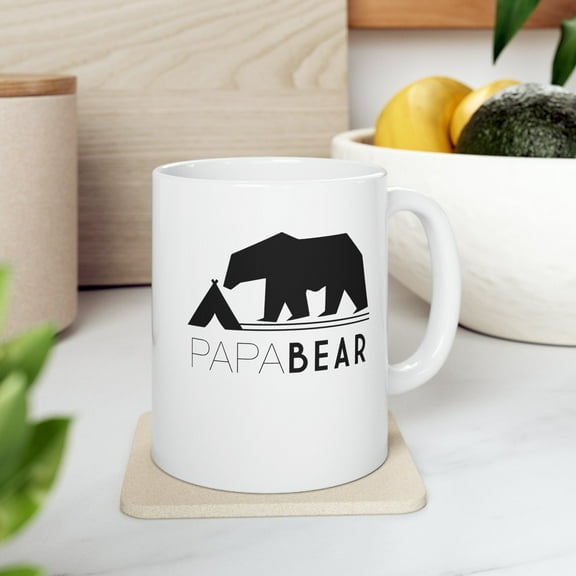 Papa Bear 11 oz Coffee Mug - Cute Animal Design for Dad White Ceramic Gift