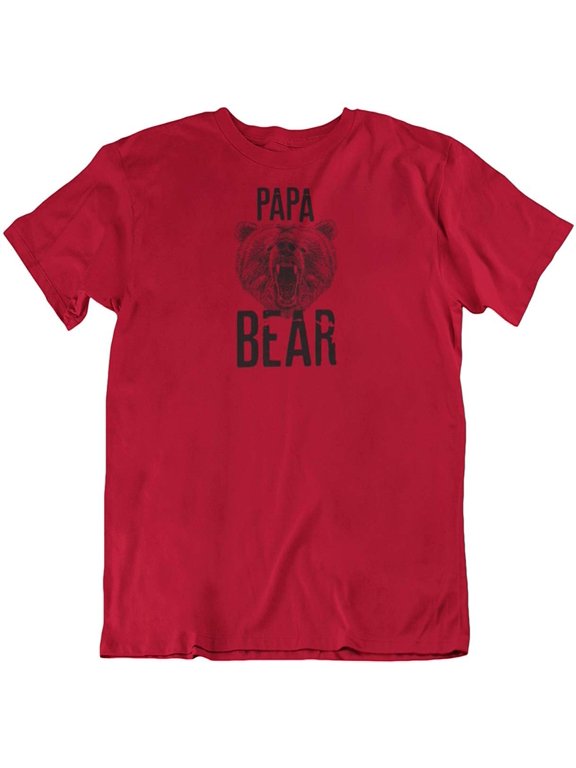 Papa Bear. Cool Printed T-Shirt for Father, Uncle, Grandpa, Husband & Men Red