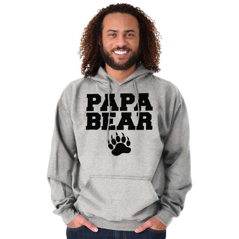 Papa Bear Dad Father's Day Pawprint Hoodie Hooded Sweatshirt Men Brisco  Brands