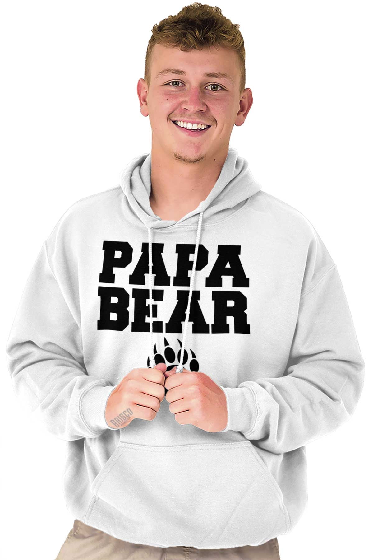 Papa Bear Dad Father's Day Pawprint Hoodie Hooded Sweatshirt Men Brisco  Brands