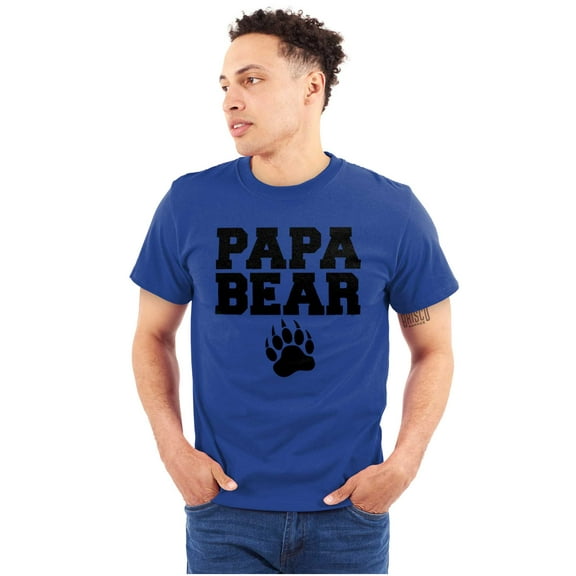 Papa Bear Dad Father's Day Pawprint Men's Big & Tall Crewneck Graphic Tee Brisco Brands 2X