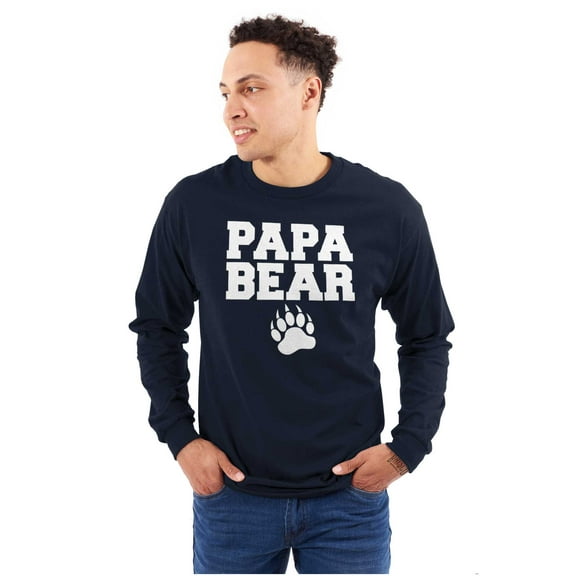 Papa Bear Dad Father's Day Pawprint Men's Big & Tall Long Sleeve Graphic Tee Brisco Brands 2X