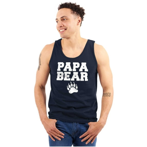 Papa Bear Dad Father's Day Pawprint Mens Big & Tall Graphic Tank Top Brisco Brands 3X