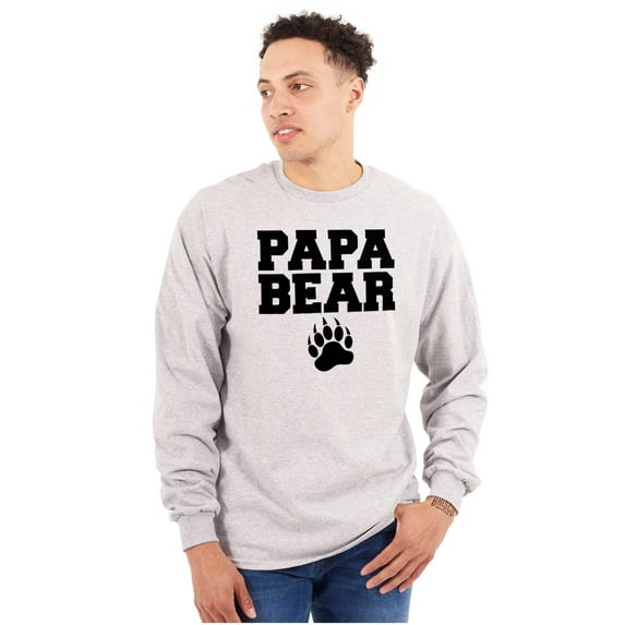 Papa Bear Dad Father's Day Pawprint Men's Big & Tall Long Sleeve Graphic Tee Brisco Brands 2X