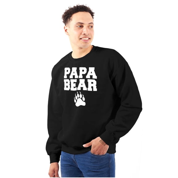 Papa Bear Dad Father's Day Pawprint Men's Crewneck Sweatshirt Brisco Brands S