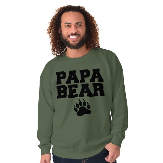 Papa Bear Dad Father's Day Pawprint Men's Crewneck Sweatshirt Brisco Brands X