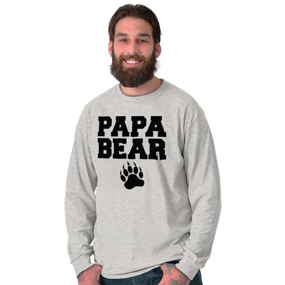 Papa Bear Dad Father's Day Pawprint Men's Long Sleeve Tee T Shirt Brisco Brands L