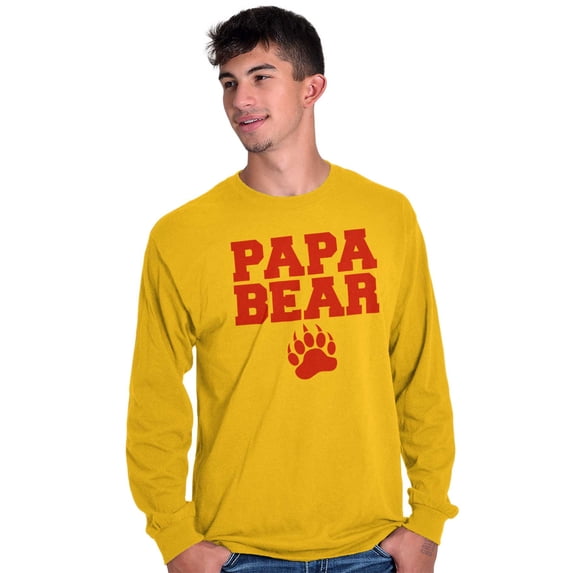 Papa Bear Dad Father's Day Pawprint Men's Long Sleeve Tee T Shirt Brisco Brands X