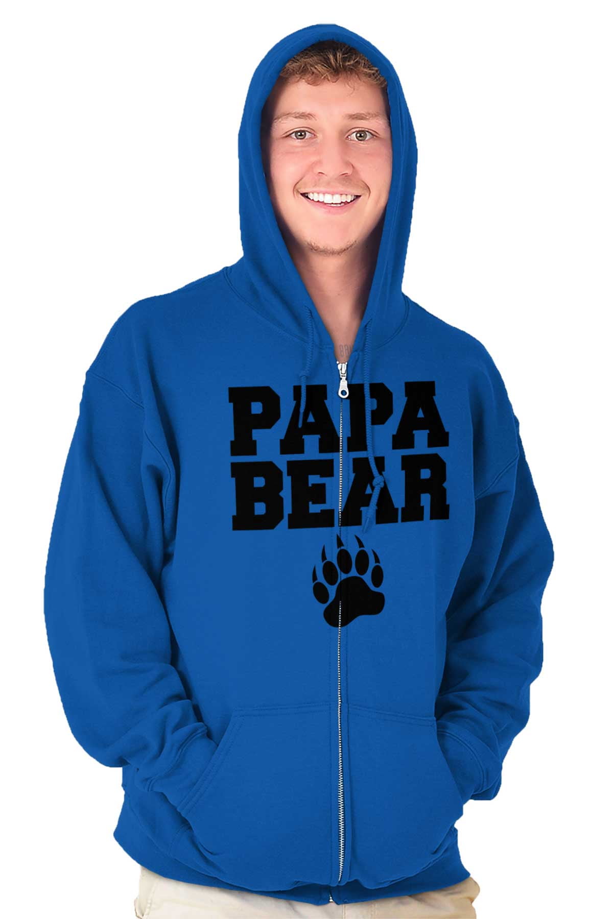 Papa Bear Dad Father's Day Pawprint Hoodie Hooded Sweatshirt Men Brisco  Brands