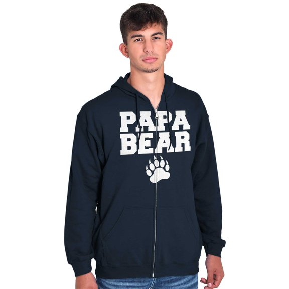 Papa Bear Dad Father's Day Pawprint Zip Hoodie Sweatshirt Men Brisco Brands M