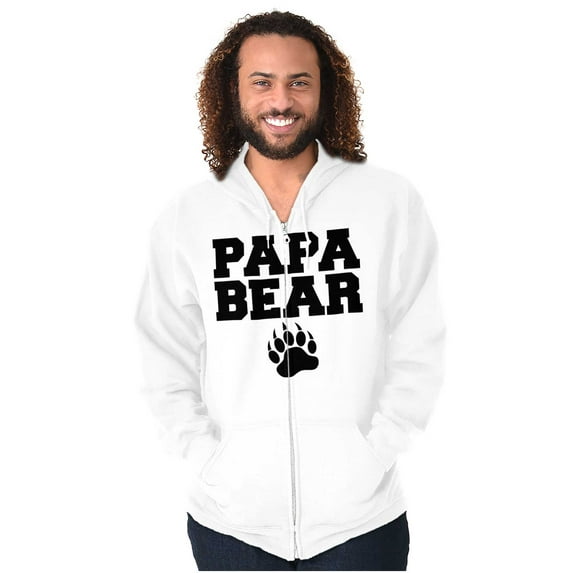 Papa Bear Dad Father's Day Pawprint Zip Hoodie Sweatshirt Men Brisco Brands S