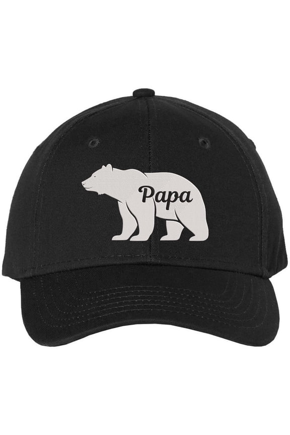 Papa Bear Embroidered Baseball Cap Casual Mid Profile Dad Hat Father’s Day Gift (Black)